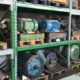 Various pumsets stored in racks in the warehouse